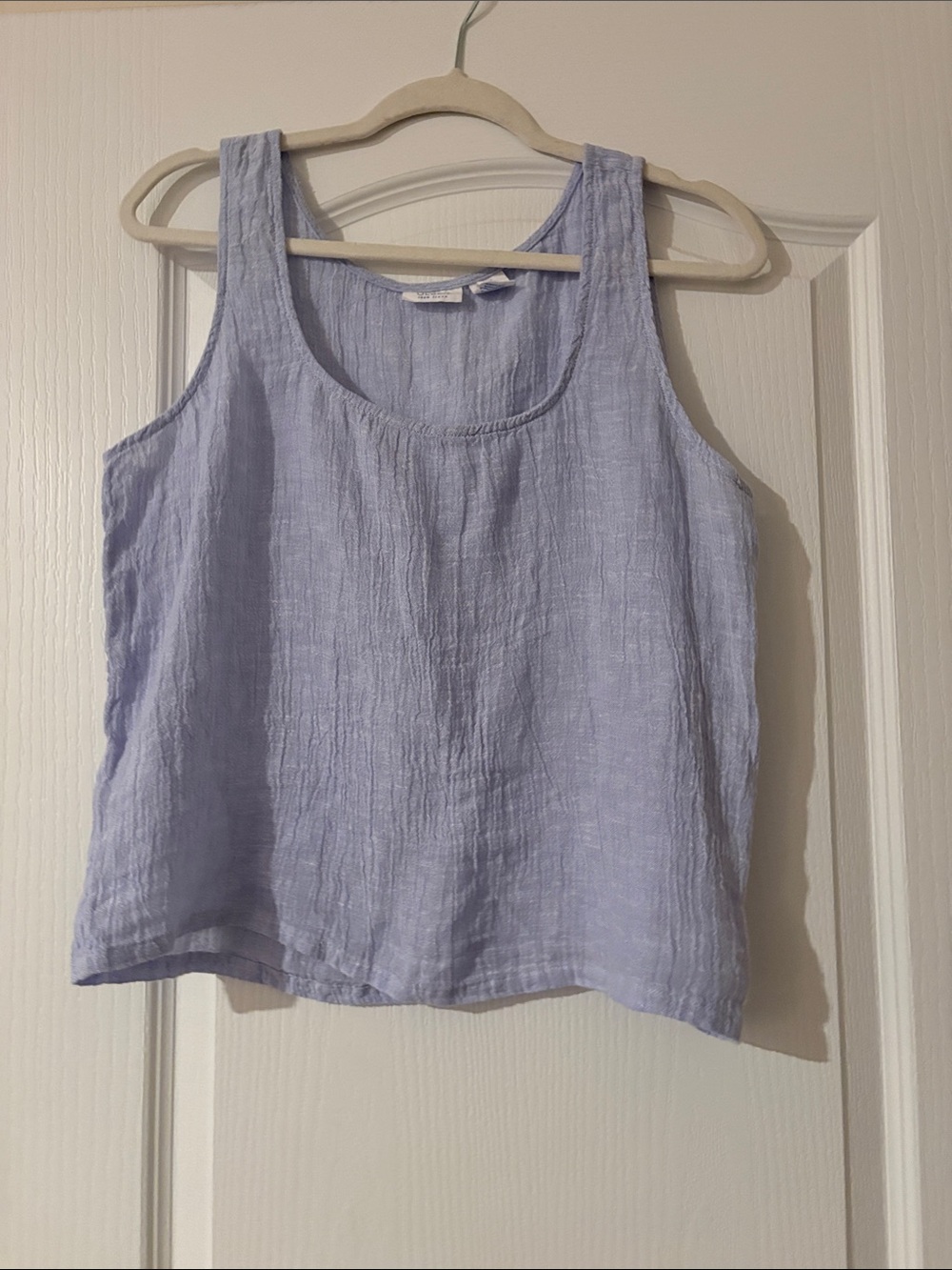 Light Blue Singrid Olsen Ladies Sleeveless Linen Scoop Neck Tank Top Sz Med EUC!